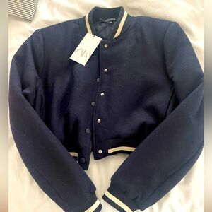Zara Cropped Varsity bomber-NWT